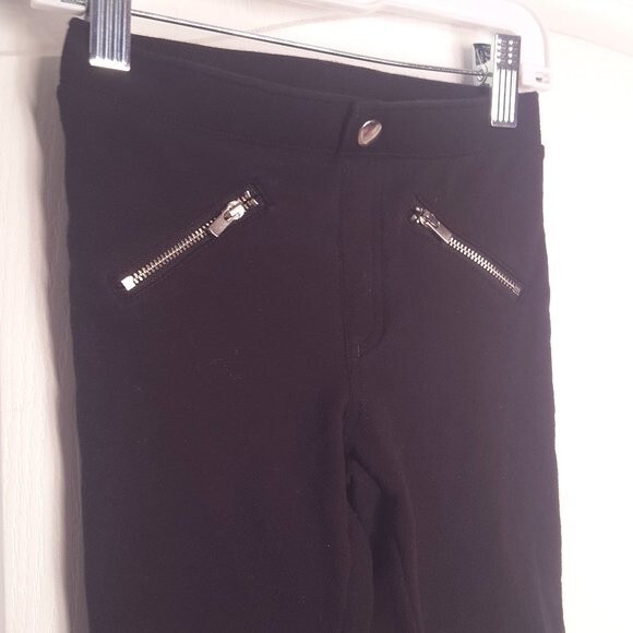 H&M Black Leggings with Faux Leather Panel Knees and Zippers - Picture 4 of 6